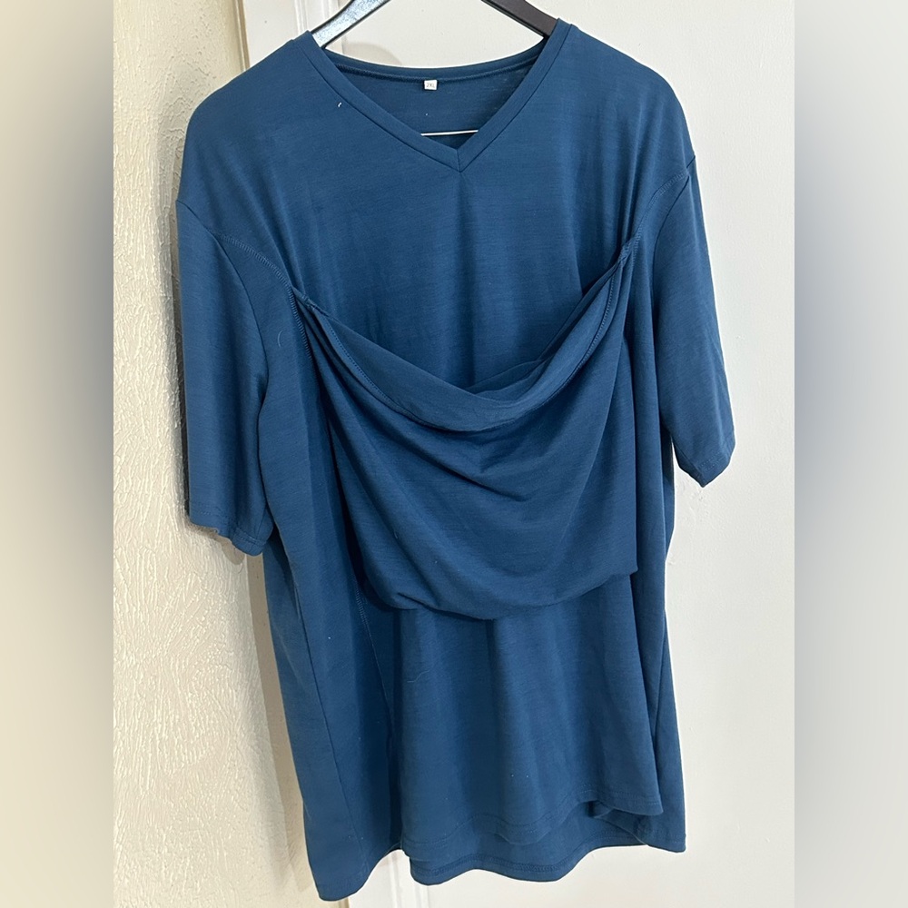 NWOT Blue Maternity Shirt with Baby Pouch!
